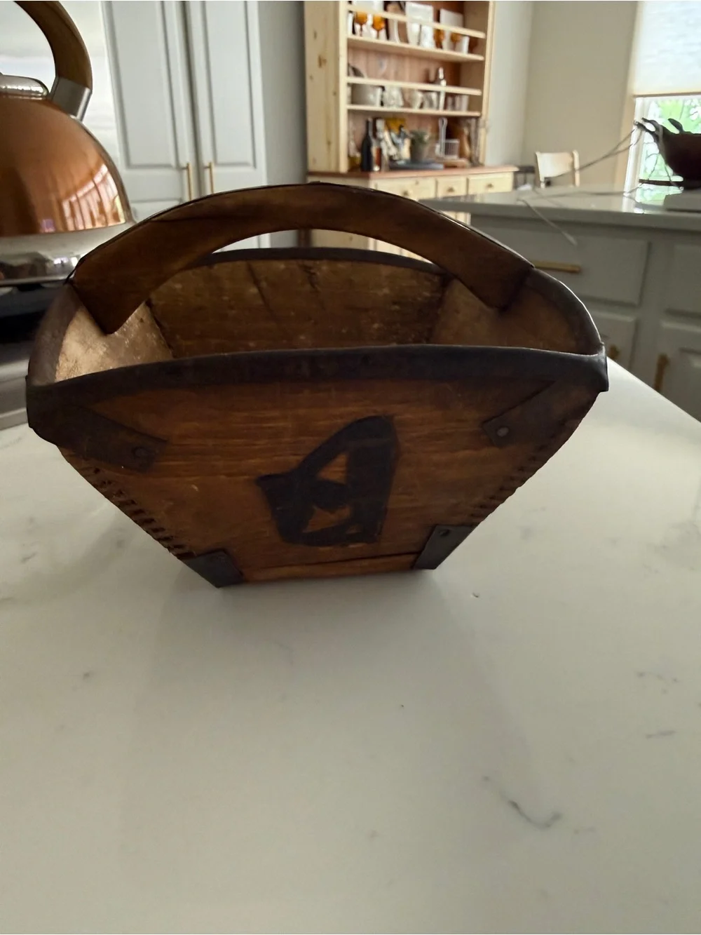 Chinese Wooden Rice Measure Basket antique chinese